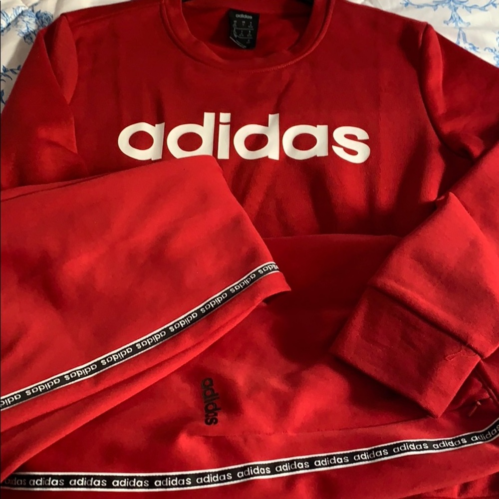 Adidas burgundy sweatshirt & pants